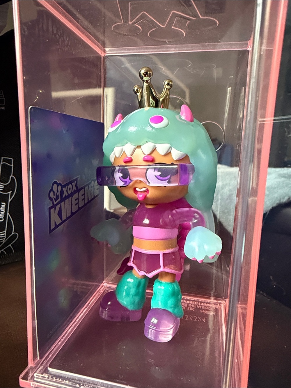 Mint & Pink Monster Vinyl Toy Figure with Crown